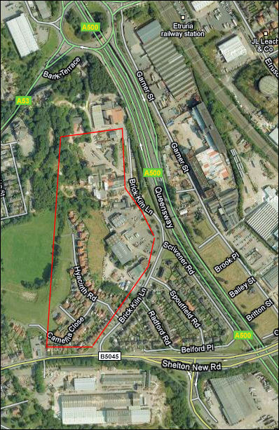 location of the Basford & Trent Vale Tileries - Google maps 2009