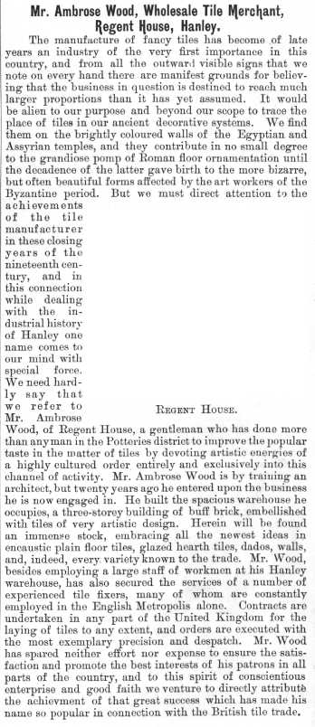 Mr. Ambrose Wood, Wholesale Tile Merchant