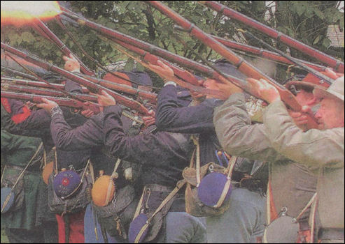 Members of the American Civil War Society at a re-enactment weekend at the grounds of Etruria Industrial Museum, next to the Caldon Canal.