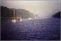 Boats in the early morning mist 