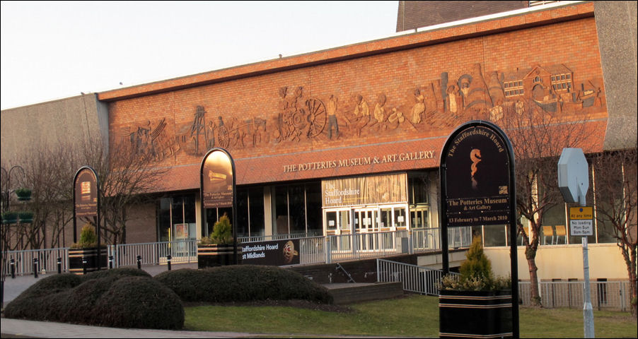 Advertising for the Staffordshire Hoard on display at the Potteries Museum, Hanley, Stoke-on-Trent