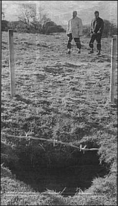 Picture: Councillors Bill Hughes and Derrick Huckfield approach another hole at Crackley Gates.