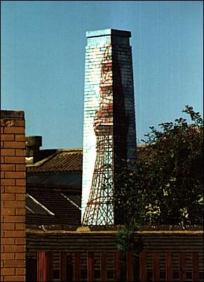 Decorated chimney in the beer garden