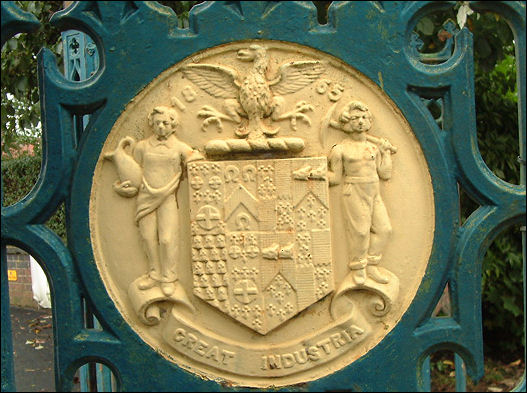 The arms of Longton Town on the cemetery gates