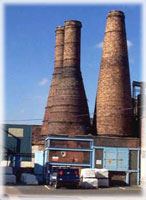 Calcining bottle ovens - C1900, brick with iron bands.