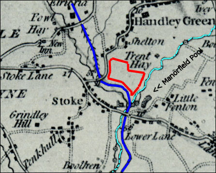 Yates 1775 map showing the Manorfield pool and Winton Fields