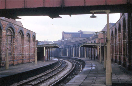 Hanley station "in a deep cutting and on a very sharp curve"