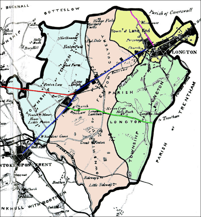 Fenton from 1842 map of the Borough of Stoke-upon-Trent by Michael Scott 