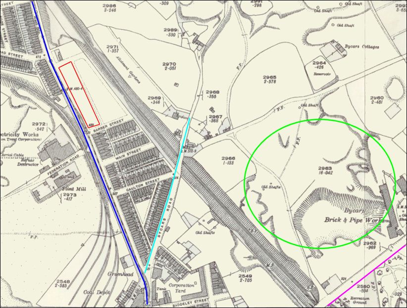 1922 map of Scotia Road and Bycars