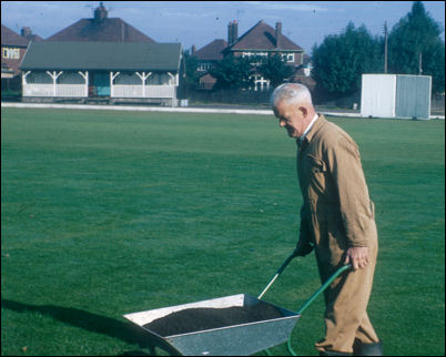 Ted Salt at work as a groundsman