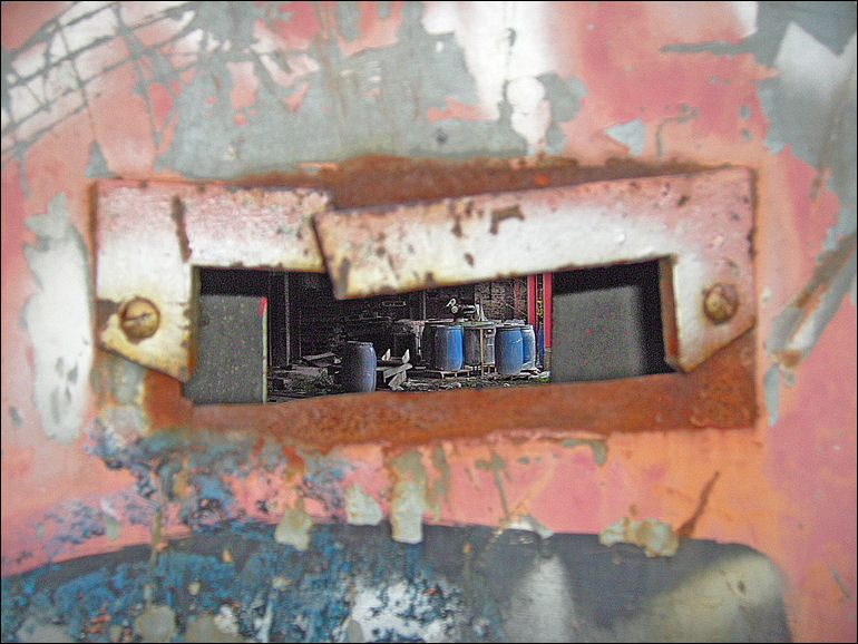 Through the letterbox at Weatherby's Falcon works, Hanley - 2007