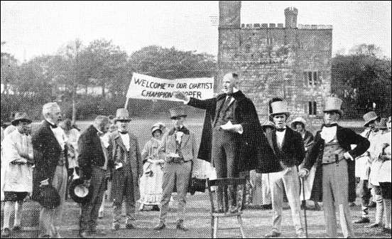 Postcard illustrating the enactment of chartist speeches