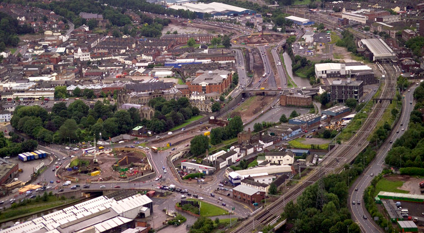 Feb 2005 - work on the two underpasses on the A500 at Stoke