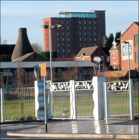 Bullers Pottery bottle oven, the YMCA building and Bridgewater Pottery