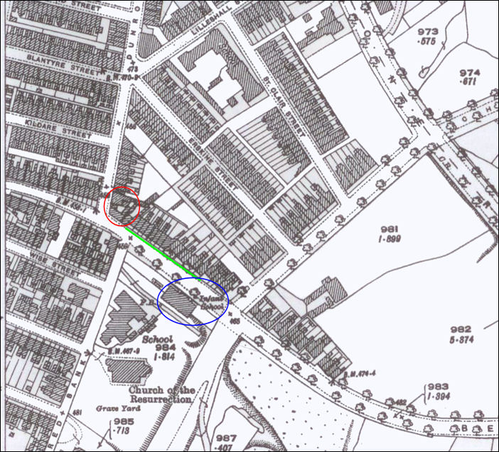 1922 map - red circle was the business of Smith and Sons, a baker and confectioner manufacturer 