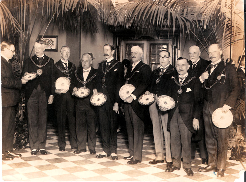 Harold Taylor Robinson (the boss of the Cauldon Group) is presenting a group of Mayors with a Cauldon China Service Plate 