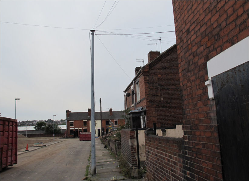 preparing for the demolition of the last properties in Trubshaw Street, Middleport 