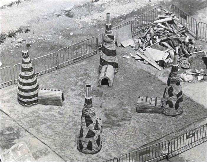 Four fire trees ready for firing