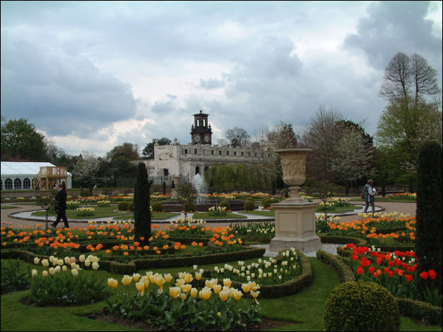 The tulip display at the Upper Gardens