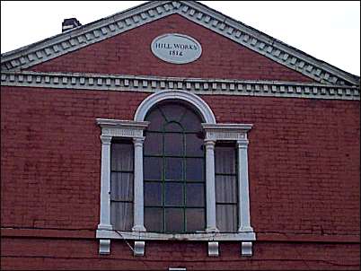 Frontage windows and date plaque of the Hilltop Works