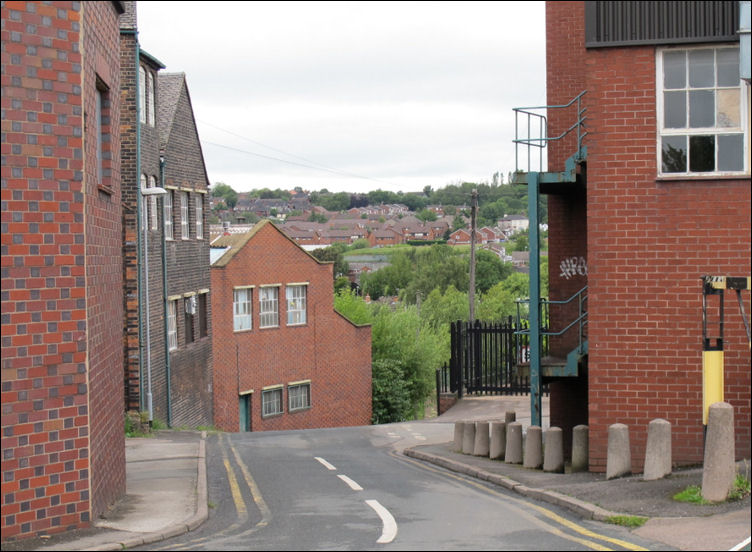 Barlow Street (was Upper Hill Street) - on the right is the Garfield Works, on the left is Duchess China Ltd