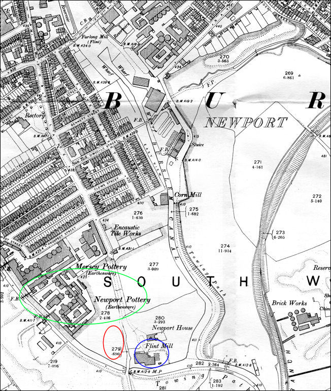 1898 map showing Newport Lane and the canal system