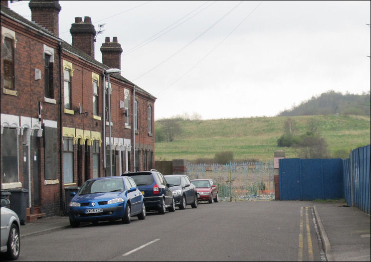 Crane Street - the works have been demolished - only the entrance gates remain