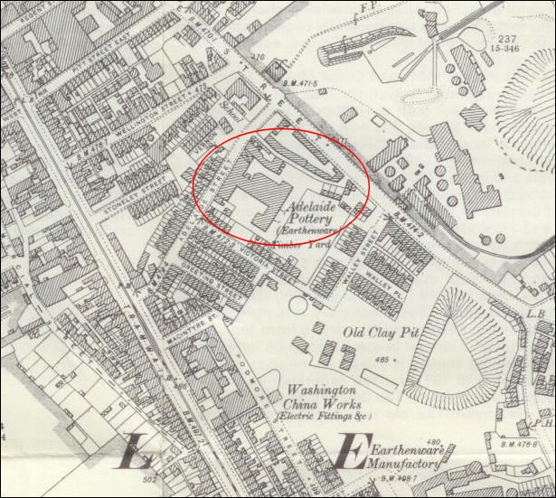 1898 map showing the Adelaide Pottery