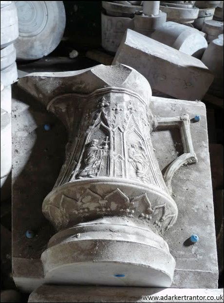 slipware jug in half of a plaster mould 