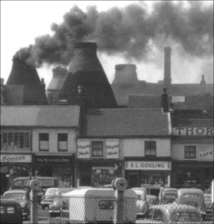 A close up of the bottle kilns