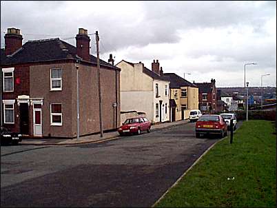 Looking down Tweed Street - the street to the left is Derby Street