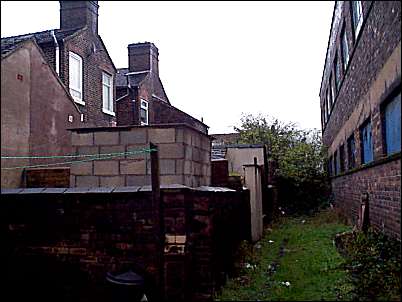 Backs of some houses towards the end of the road