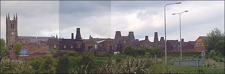 View from the A50 trunk road of the rear of Normacot Road.