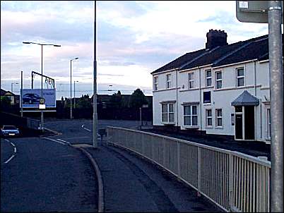 Glebe Court, to the right of the railway bridge