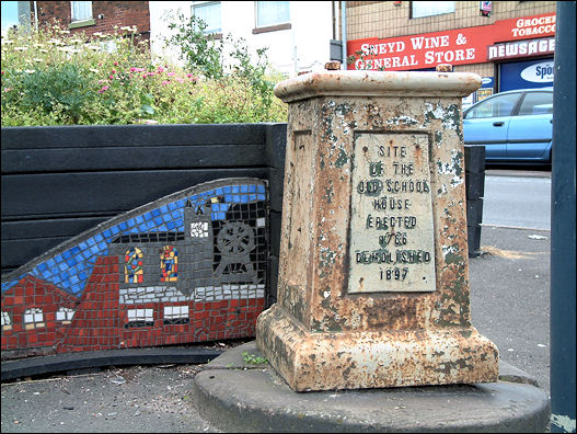 Site of the Old School House,  Erected 1766 Demolished 1897.