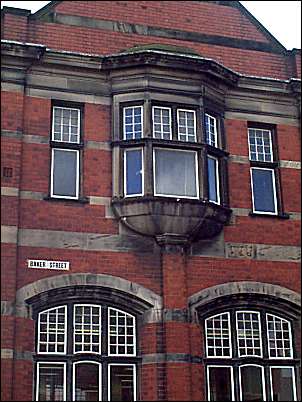 Detail of the oriel window on the side of the library