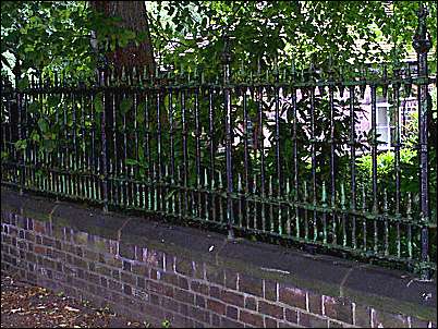 The cemetery  entrance railings on Queens Road 