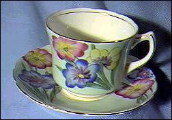 Foley Porcelain China Cup & Saucer, Pansies