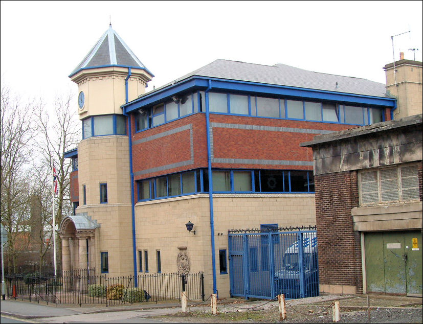 the new police station incorporates the door and the date stone fromt he original station