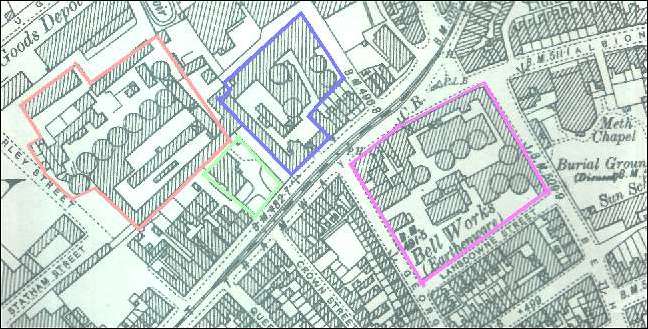 1898 OS map of the top end of Broad Street, Shelton